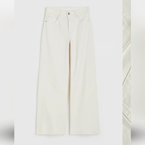 H&M White High Waisted wide leg jeans - Picture 5 of 13